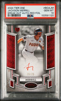 2024 Topps Tier One Red Foil Jackson Merrill #BOAJM Auto /25 PSA 10