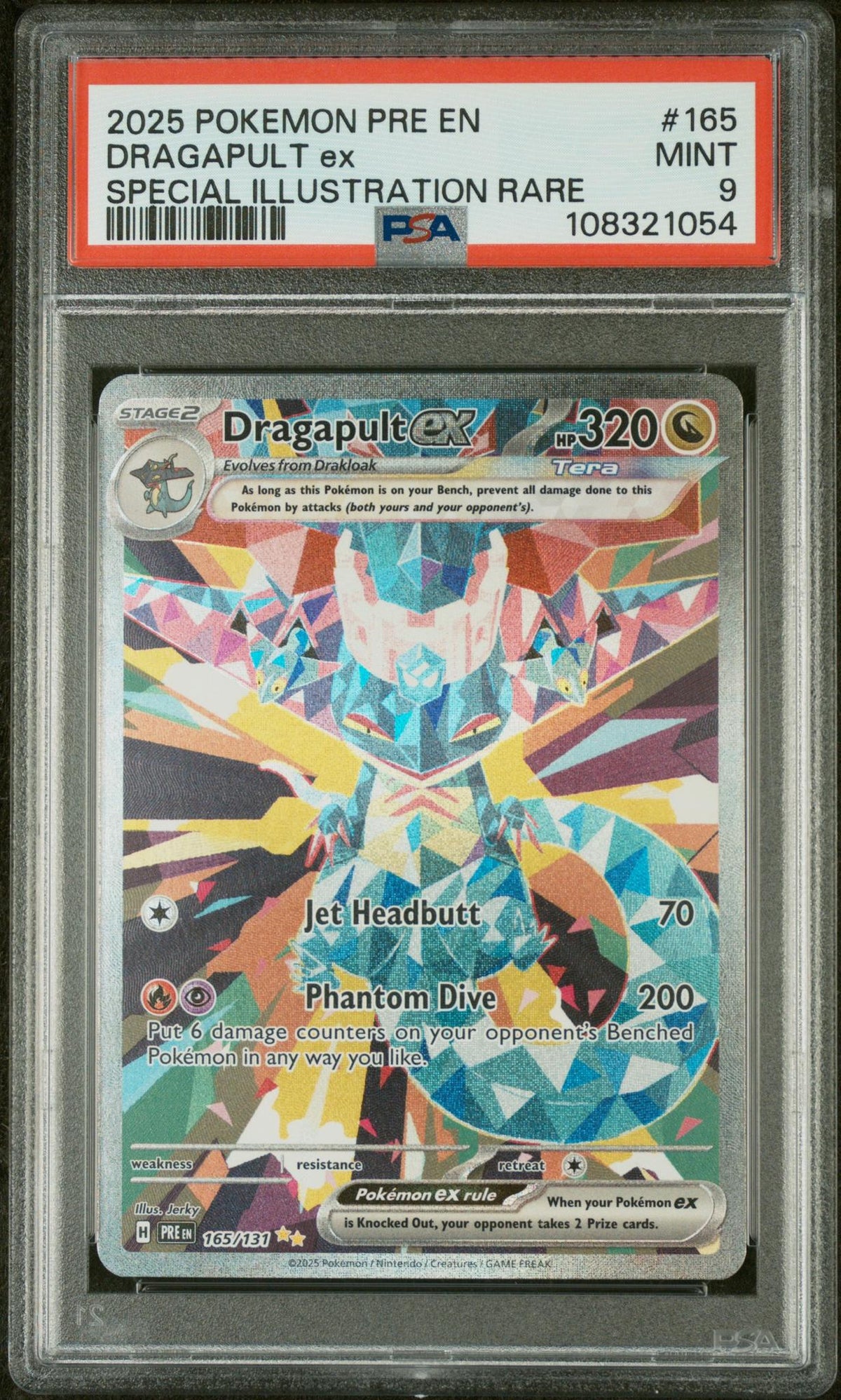 2025 Pokemon Scarlet and Violet Prismatic Evolutions Special Illustration Rare Dragapult Ex #165 PSA 9