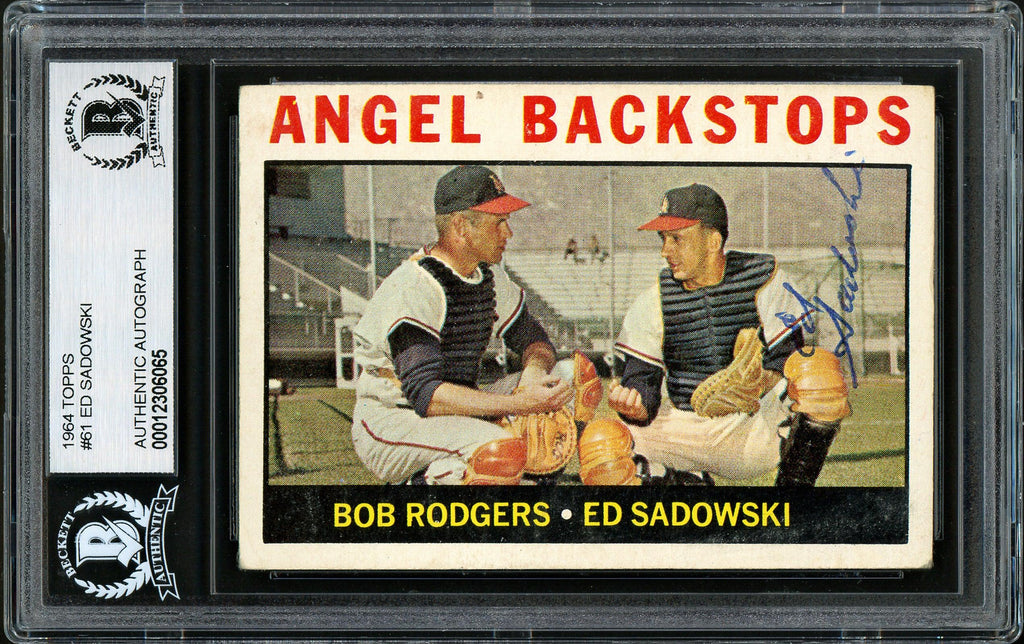 Ed Sadowski Autographed 1964 Topps Card #61 Los Angeles Angels Beckett BAS #12306065