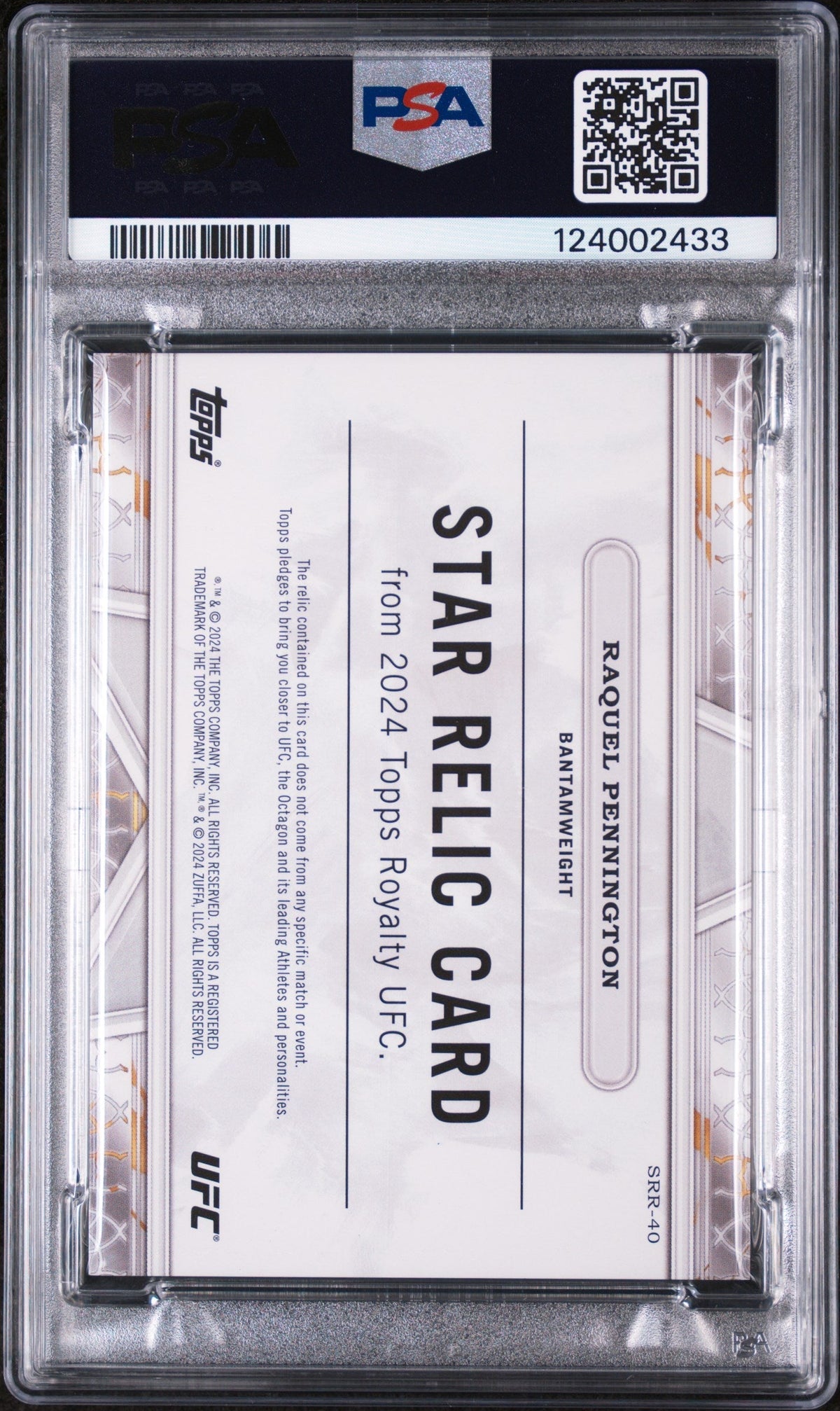 2024 Topps Royalty UFC Star Relics Platinum 1/1 Raquel Pennington #SRR40 PSA 7