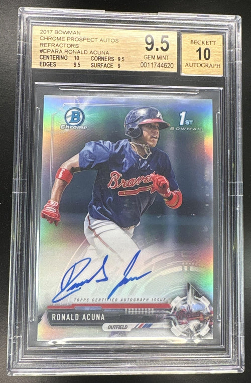 2017 Bowman Chrome Ronald Acuna 1st Refractor Auto /499 BGS 9.5 – front