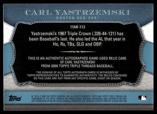 2009 Triple Threads Carl Yastrzemski Triple Patch Auto Game-Used /3