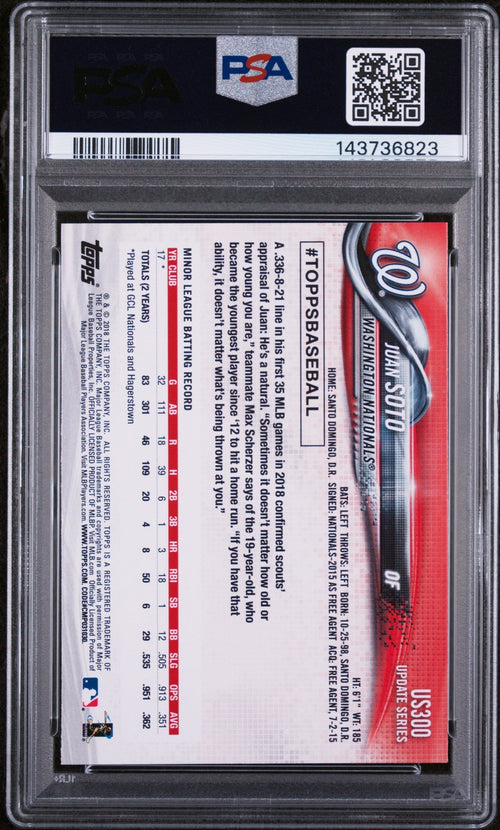 2018 Topps Update Variation, SP Juan Soto #US300A PSA 9
