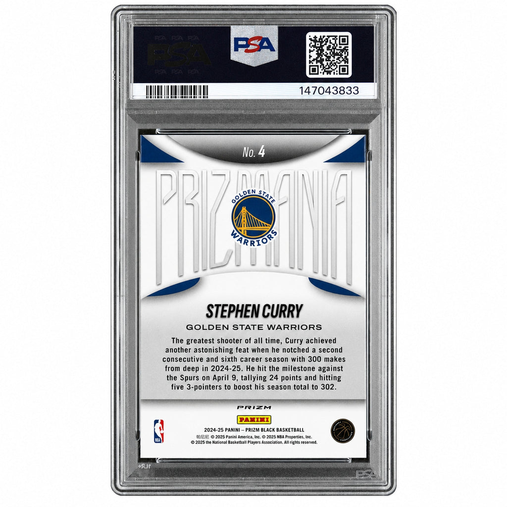 2024 Panini Prizm Black Prizmania Stephen Curry #4 PSA 8 – back