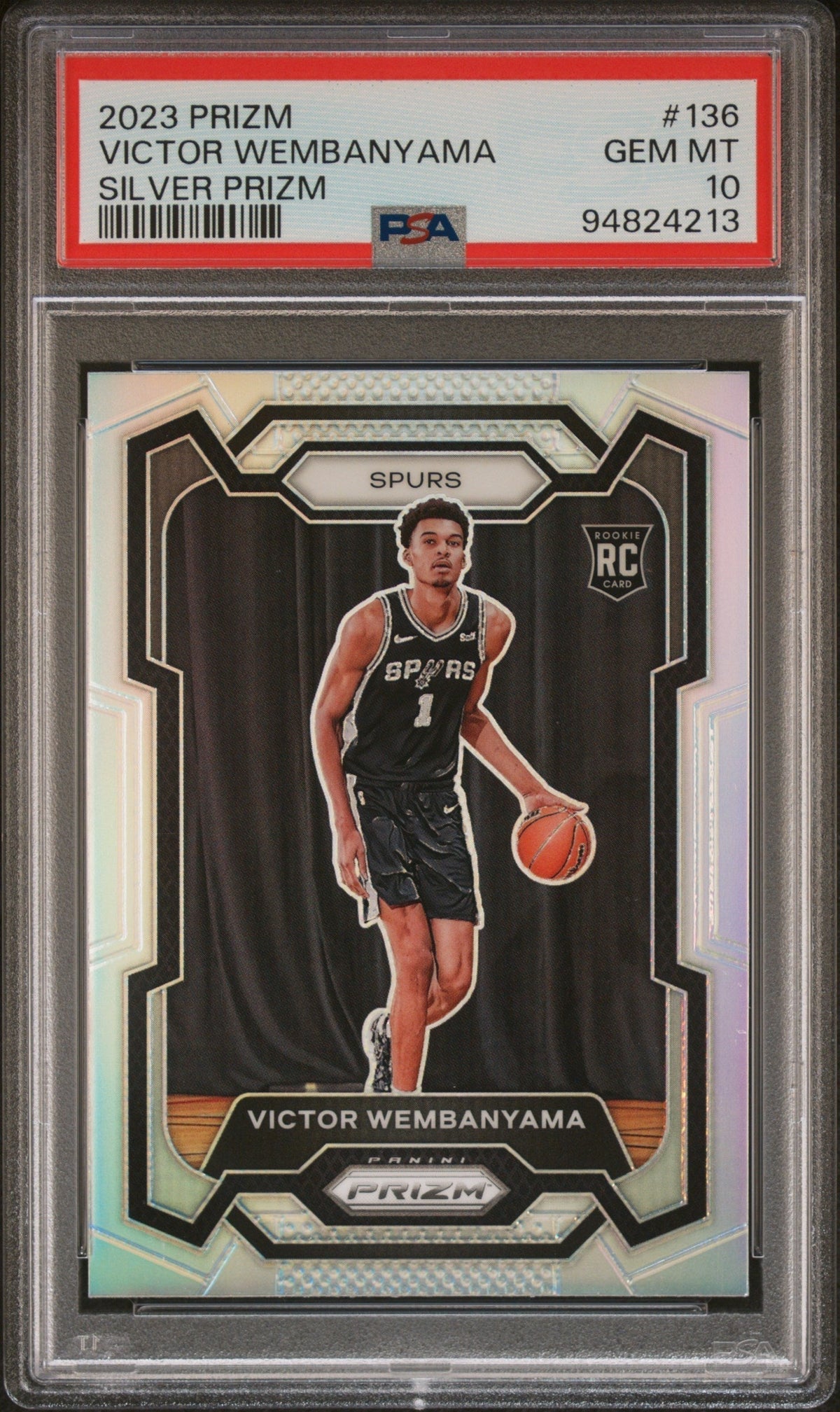 2023 Panini Prizm Silver Prizm Victor Wembanyama #136 PSA 10 – front