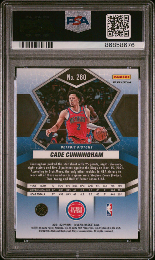 2021 Panini Mosaic White Sparkle Cade Cunningham #260 PSA 10