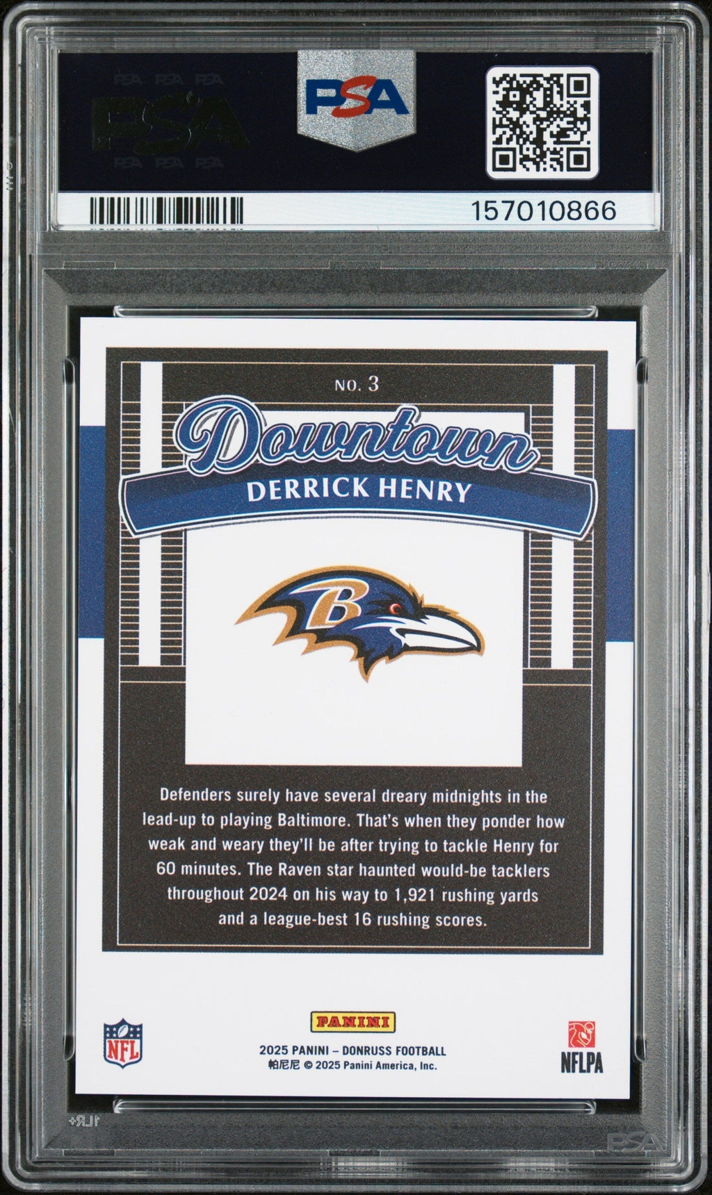 2025 Panini Donruss Downtown Derrick Henry #3 PSA 10