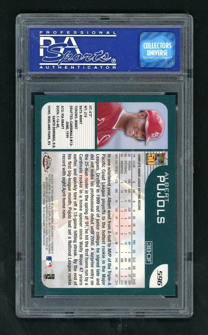 2001 Topps Chrome Albert Pujols #596 PSA 10 – back