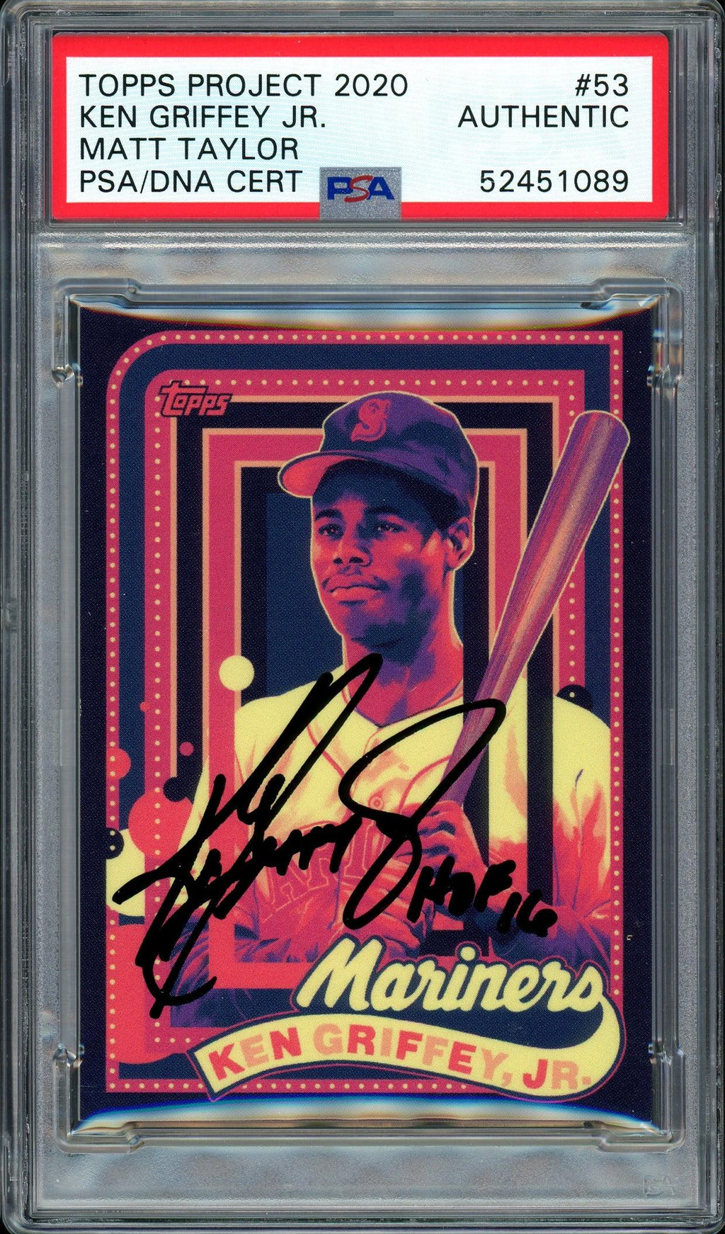 Ken Griffey Jr. Autographed Topps Project 2020 Matt Taylor Card #53 Seattle Mariners "HOF 16" #1/1 PSA/DNA #52451089