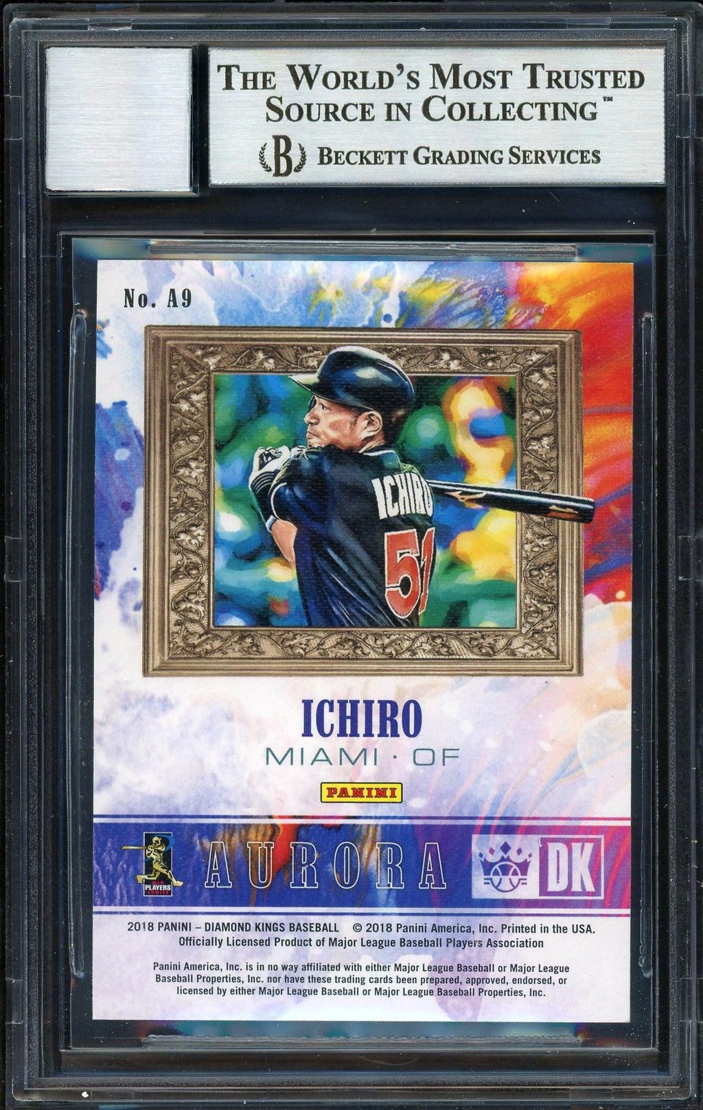 Ichiro Suzuki Autographed 2018 Panini Diamond Kings Aurora Card #A9 Miami Marlins Auto Grade 10 Beckett BAS #12670078