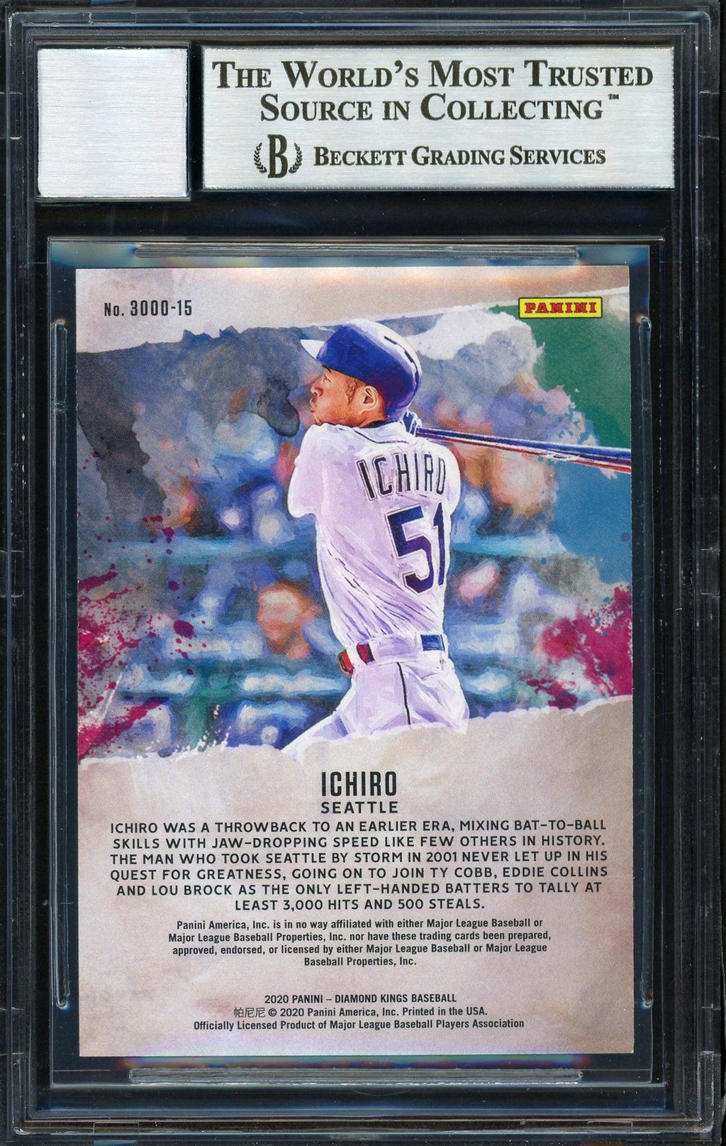 Ichiro Suzuki Autographed 2020 Panini Diamond Kings 3000 Card #3000-15 Seattle Mariners Auto Grade 10 Beckett BAS Stock #189971