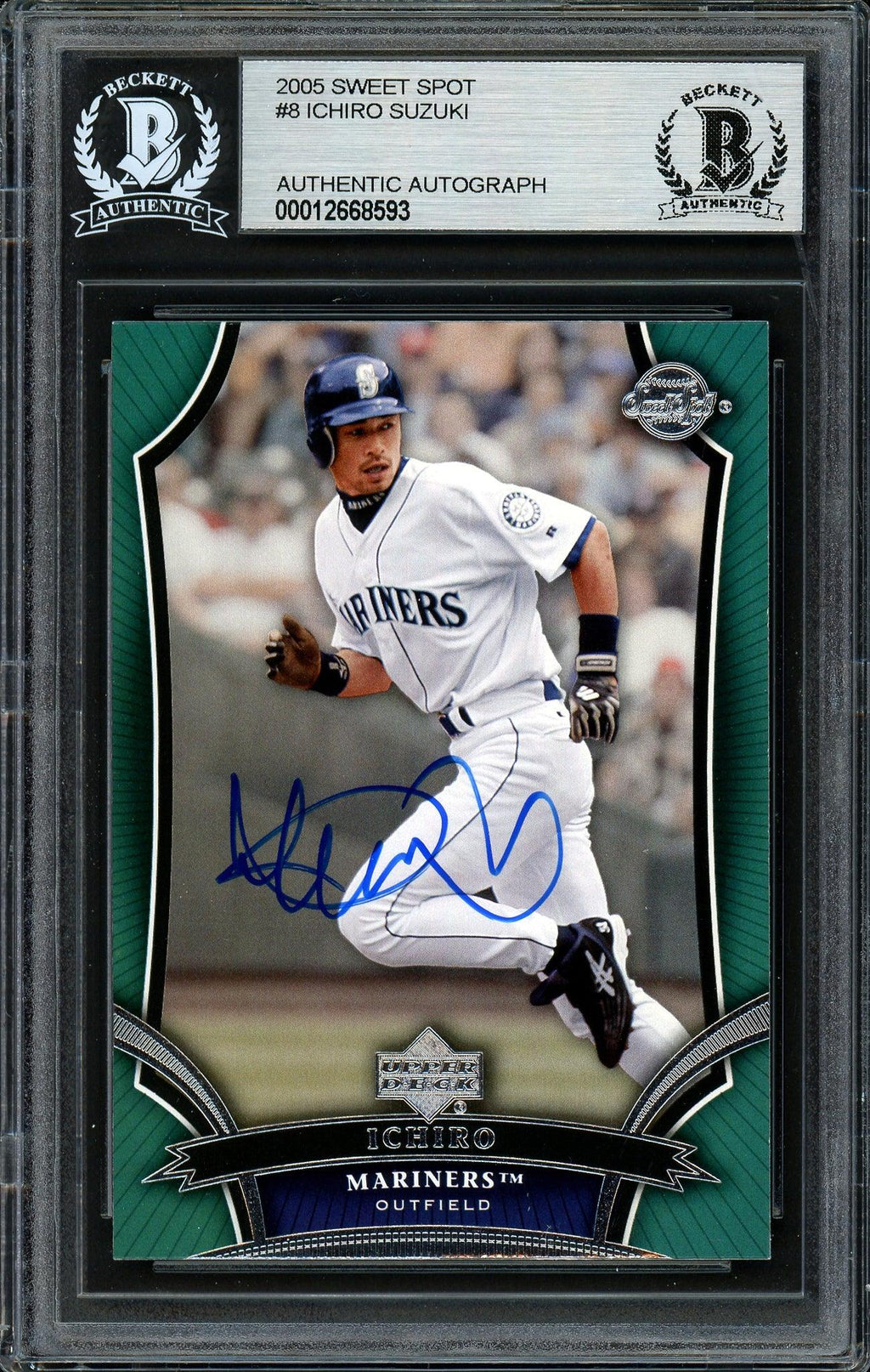 Ichiro Suzuki Autographed 2005 Upper Deck Sweet Spot Card #8 Seattle Mariners Beckett BAS #12668593