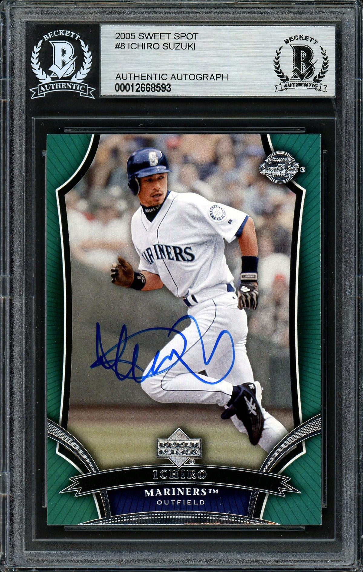 Ichiro Suzuki Autographed 2005 Upper Deck Sweet Spot Card #8 Seattle Mariners Beckett BAS #12668593