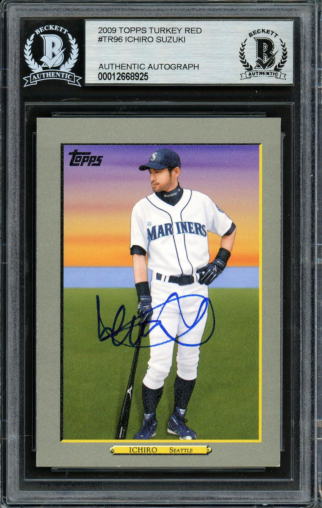 Ichiro Suzuki Autographed 2009 Topps Turkey Red Card #TR96 Seattle Mariners Beckett BAS #12668925