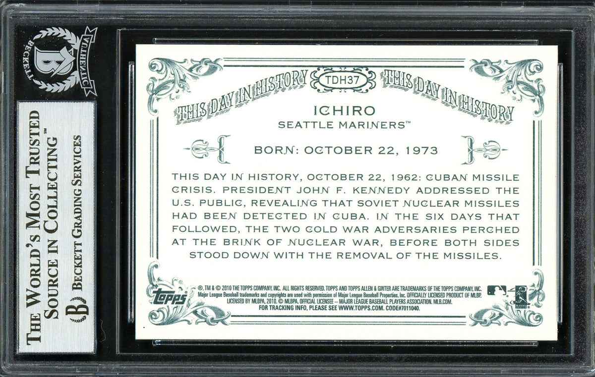 Ichiro Suzuki Autographed 2010 Topps Allen & Ginter This Day In History Card #TDH37 Seattle Mariners Beckett BAS Stock #191316
