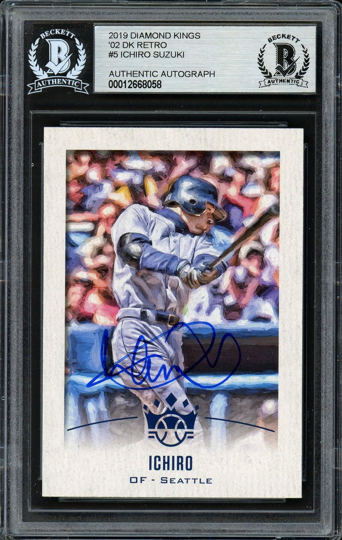 Ichiro Suzuki Autographed 2019 Panini Diamond Kings Crowning Moment Card #DK-02-IS Seattle Mariners Beckett BAS #12668058