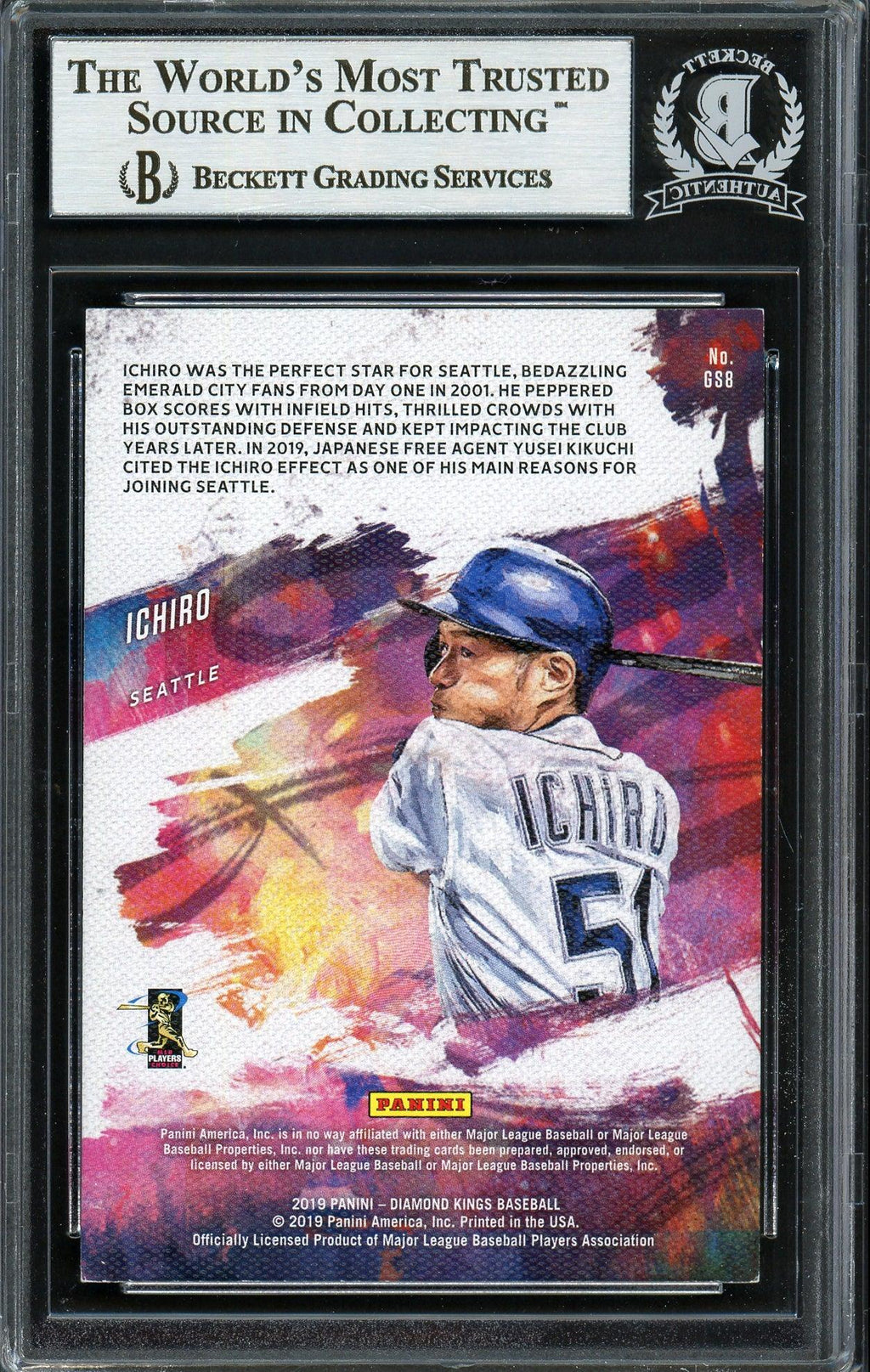 Ichiro Suzuki Autographed 2019 Panini Diamond Kings Gallery of Stars Card #GS8 Seattle Mariners Beckett BAS #12668059