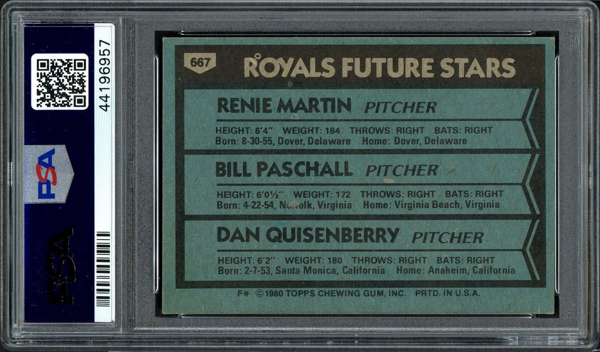 Dan Quisenberry Autographed 1980 Topps Rookie Card #667 Kansas City Royals PSA/DNA #44196957