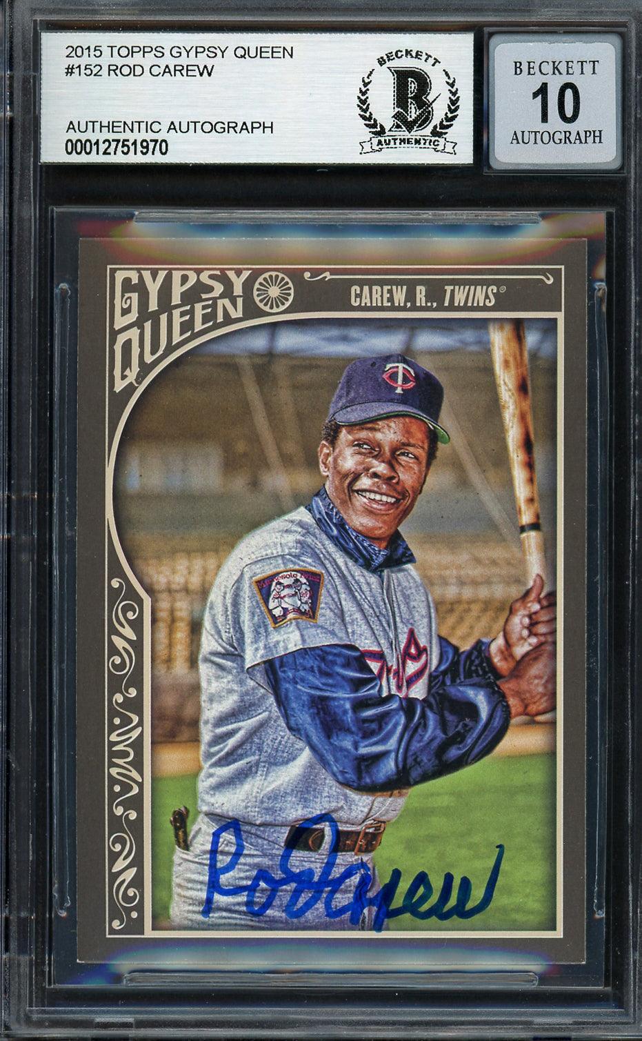 Rod Carew Autographed 2015 Topps Gypsy Queen Card #152 Minnesota Twins Auto Grade Gem Mint 10 Beckett BAS #12751970