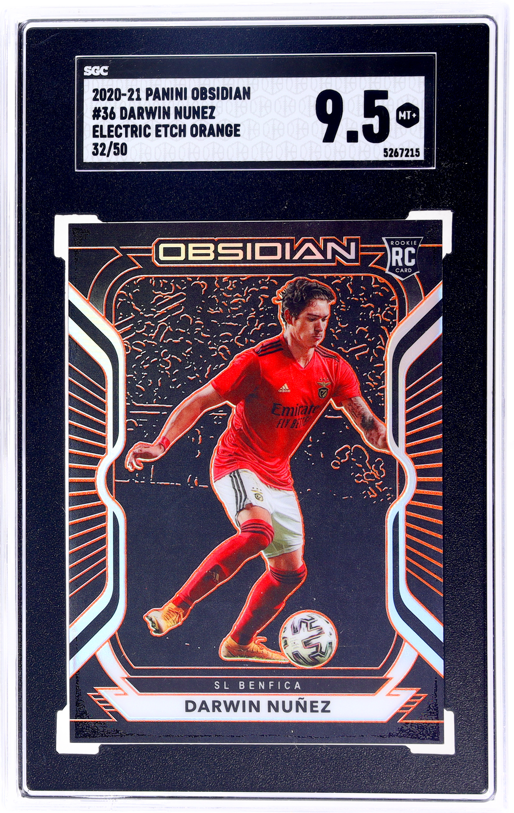 2020-21 Panini Obsidian #36 Darwin Nunez Electric Etch Orange 32 SGC 9.5