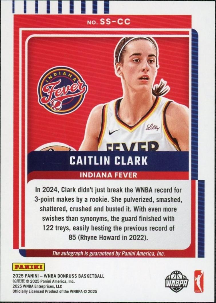2025 Donruss SS-CC Caitlin Clark Signature Series Blue 18/25 – back