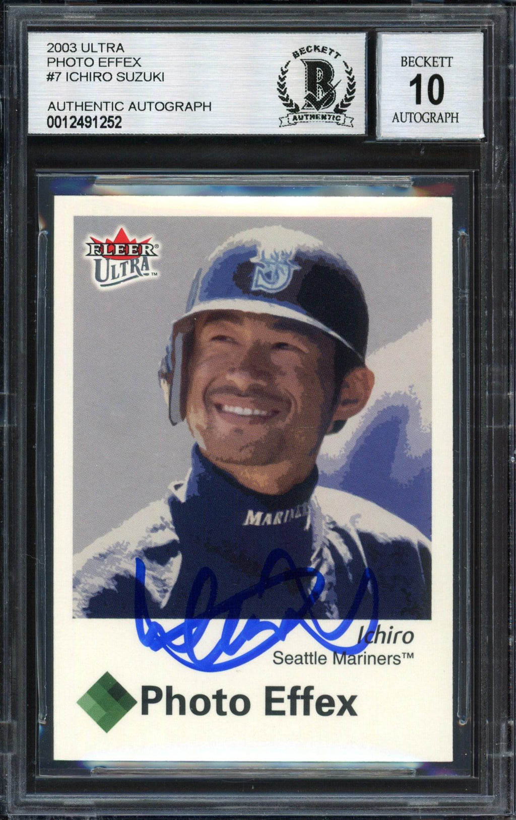 Ichiro Suzuki Autographed 2003 Fleer Ultra Photo Effex Card #7 Seattle Mariners Auto Grade 10 Beckett BAS #12491252
