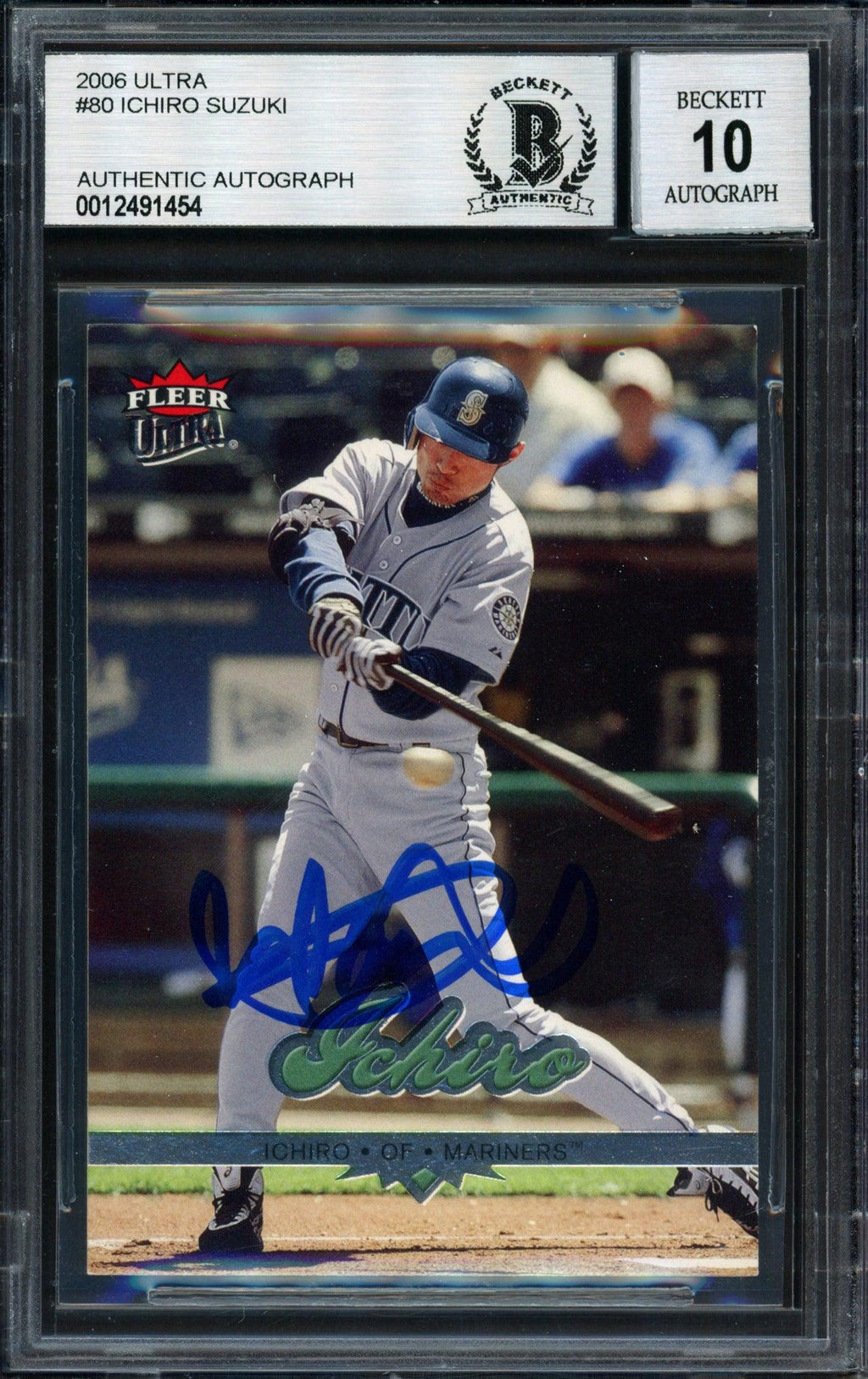 Ichiro Suzuki Autographed 2006 Fleer Ultra Card #80 Seattle Mariners Auto Grade 10 Beckett BAS #12491454