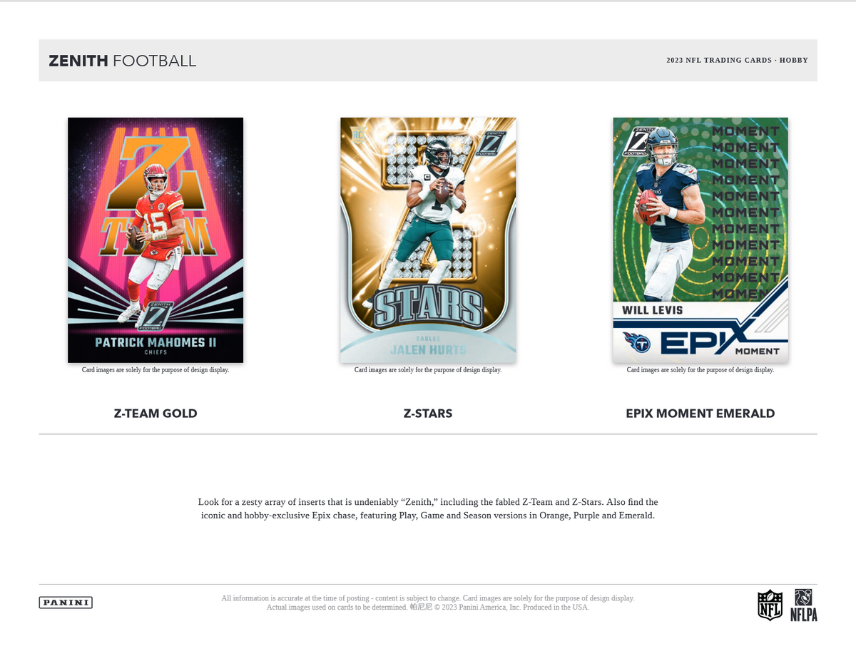 2023 Panini Zenith Football Hobby 12 Box Case