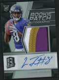 2018 Panini Spectra Prizm Lamar Jackson #217 RC Rookie Patch Auto /99 – front