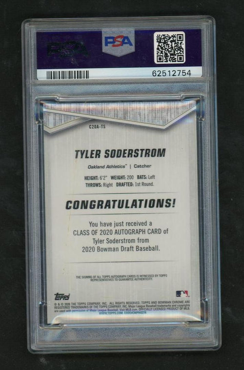 2020 Bowman Draft Class of '20 Autograph Gold Refractor Tyler Soderstrom #C20ATS /50 PSA 9